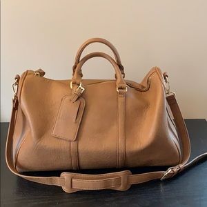 Tan Vegan Leather Duffel Bag